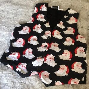 Santa Claus ugly Christmas vest L funny holiday tie back cotton vintage 🎅🏻